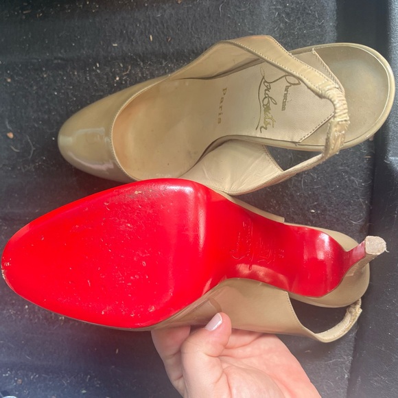 WORN ONCE Christian Louboutin Nude Sling Backs in 8.5 - Picture 2 of 3